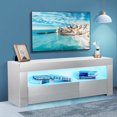 thumbnail image 5 of TV Stand Cabinet for Living Room Up to 55" TV, Entertainment Center with RGB LED Lights and Storage Shelves Furniture, White High Gloss TV Console Table, 5 of 12