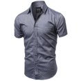 thumbnail image 1 of FashionOutfit Men's Small Polka Dot Button Down Short Sleeves Shirt, 1 of 3