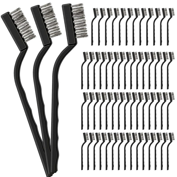 Mini Cepillo de Alambre de 60 Piezas, Cepillo de Acero Inoxidable, Cepillo PequeñO para Limpiar Escoria de Soldadura y Herramientas de óXido, Negro, 6,7 Pulgadas