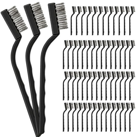 

60 Pieces Mini Wire Brush Stainless Steel Brush Small Brush for Cleaning Weld Slag and Rust Tools Black 6.7 inch