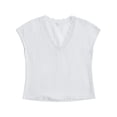 thumbnail image 4 of cocolona Linen T-shirts for Women Summer Lace V Neck Cap Sleeve Tops Fashion Casual Loose Tees Blouses, 4 of 7
