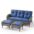 thumbnail image 2 of Unnifurnzi Outdoor Patio Furniture-All Weather Outdoor Wicker Sofa with Outdoor Ottoman 3 Seater Rattan Couch with Deep Seat for Deck Lawn Porch Balcony Poolside-Gray/Blue, 2 of 7
