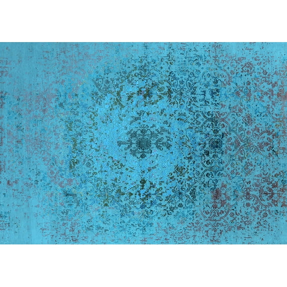 Ahgly Company Indoor Rectangle Oriental Light Blue Industrial Area Rugs, 2' x 5'