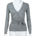 thumbnail image 4 of Puntoco Blusa túnica de manga larga con cuello en V para mujer, talla grande Puntoco Puntoco-122, 4 of 8