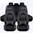 thumbnail image 4 of TIANLAIMEI Car Seat Covers Full Set Leather Front and Rear Bench Backrest Seat Cover Set Universal Fit for Auto Sedan SUV Truck Black/Red Line, 4 of 12