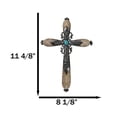 thumbnail image 2 of Western Fleur De Lis Floral Tooled Silver Scroll Filigree Turquoise Wall Cross, 2 of 8