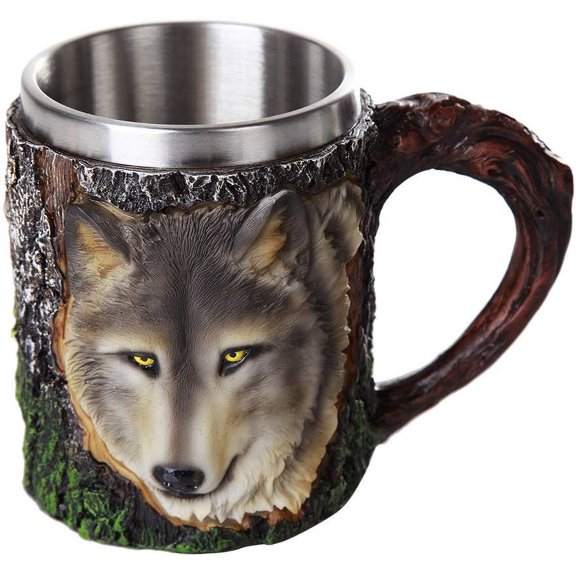 Pacific Giftware Wild Wolf Mug Stainless Steel Liner Collectible Tankard 13oz