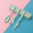 thumbnail image 1 of Nvzi 2Sets Wheat Straw Spoon Knife Fork Tableware Set, Unbreakable Reusable Cutlery Utensils with Storage Case for Travel Picnic Camping or Daily Use (Green), 1 of 5