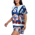 thumbnail image 2 of Haiem Cute Gnomes in USA Pattern Pajama Set for Women 2 Piece Lounge Set Short Sleeve Tops and Shorts Soft Sleepwear-3X-Large, 2 of 7