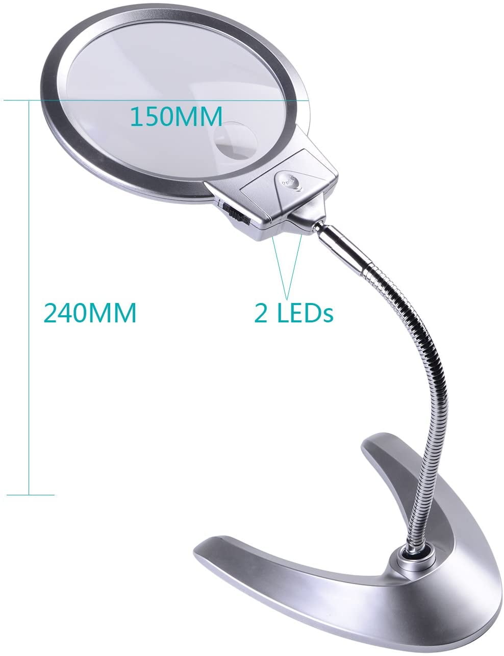 Rechargeable 5X Magnifying Desk Lamp,Delixike Hand Free Magnifying Glass  with Light and Stand,Folding Design Magnifier with 30 LED Light for