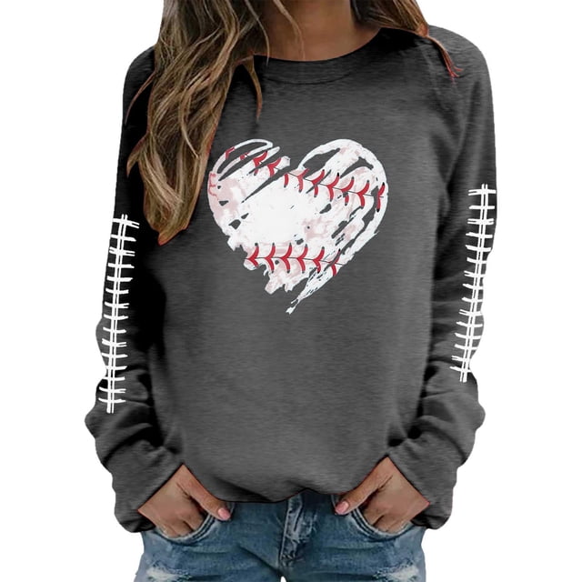 HUITKMM Chandails d'Automne pour Femmes Chandail à Manches Longues Col Rond Imprimé Football Chandail Décontracté pour Usage Quotidien et Activités Sportives Chemise Athlétique Douce et Confortable