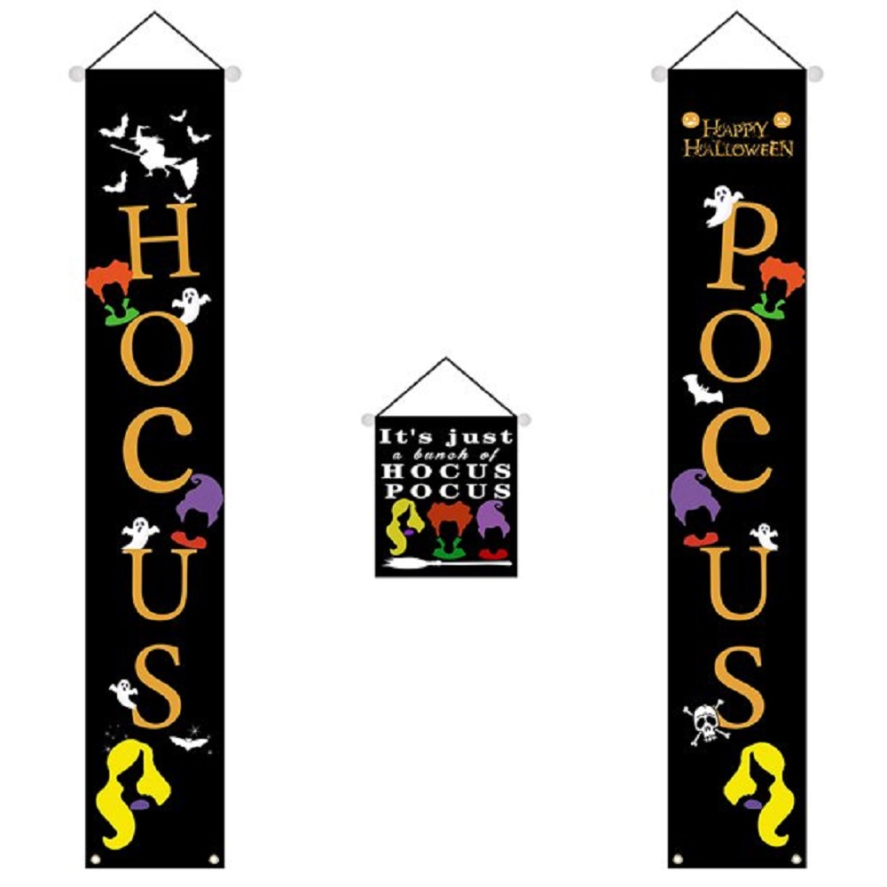 Halloween Door Decor, Halloween Decorations Outdoor Hocus Pocus Halloween Banner Halloween Party