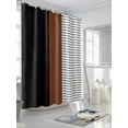 thumbnail image 3 of Shower Curtains for Bathroom-36"x78", Vintage Black Brown Color Block Waterproof Bath Curtain Grommet Shower Curtain Set with Hooks, Modern Minimalist Art Washable Bath Accessories, 3 of 6