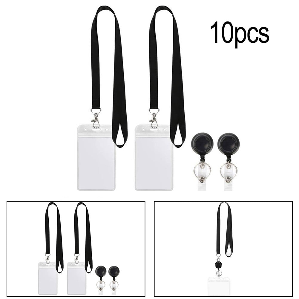 10pcs Badge Holder,Vertical & Horizontal Protector optional with Black Lanyard
