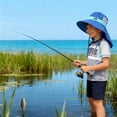 thumbnail image 3 of Sombrero para niños UPF 50+ con ala ancha y protector de nuca sombrero para niños para playa pesca y actividades al aire libre, 3 of 7