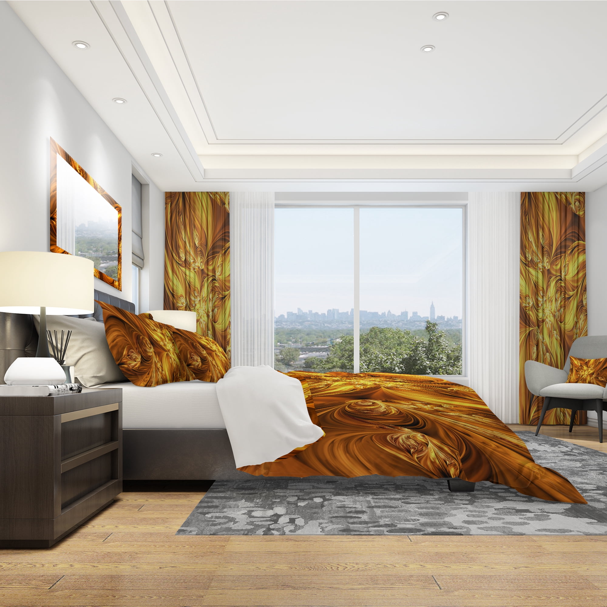 Designart 'Molten Gold Exchange' Modern & Contemporary Duvet Cover Set