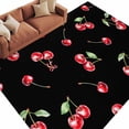 thumbnail image 3 of 5x7 Area Rugs, Cherry Rustic Non-Skid Rubber Backing Large Rectangle Rugs - Living Room Bedroom Home Office, Spring Summer Tropic Fruit Black Indoor Floor Mat Carpets Washable Rug, 3 of 9