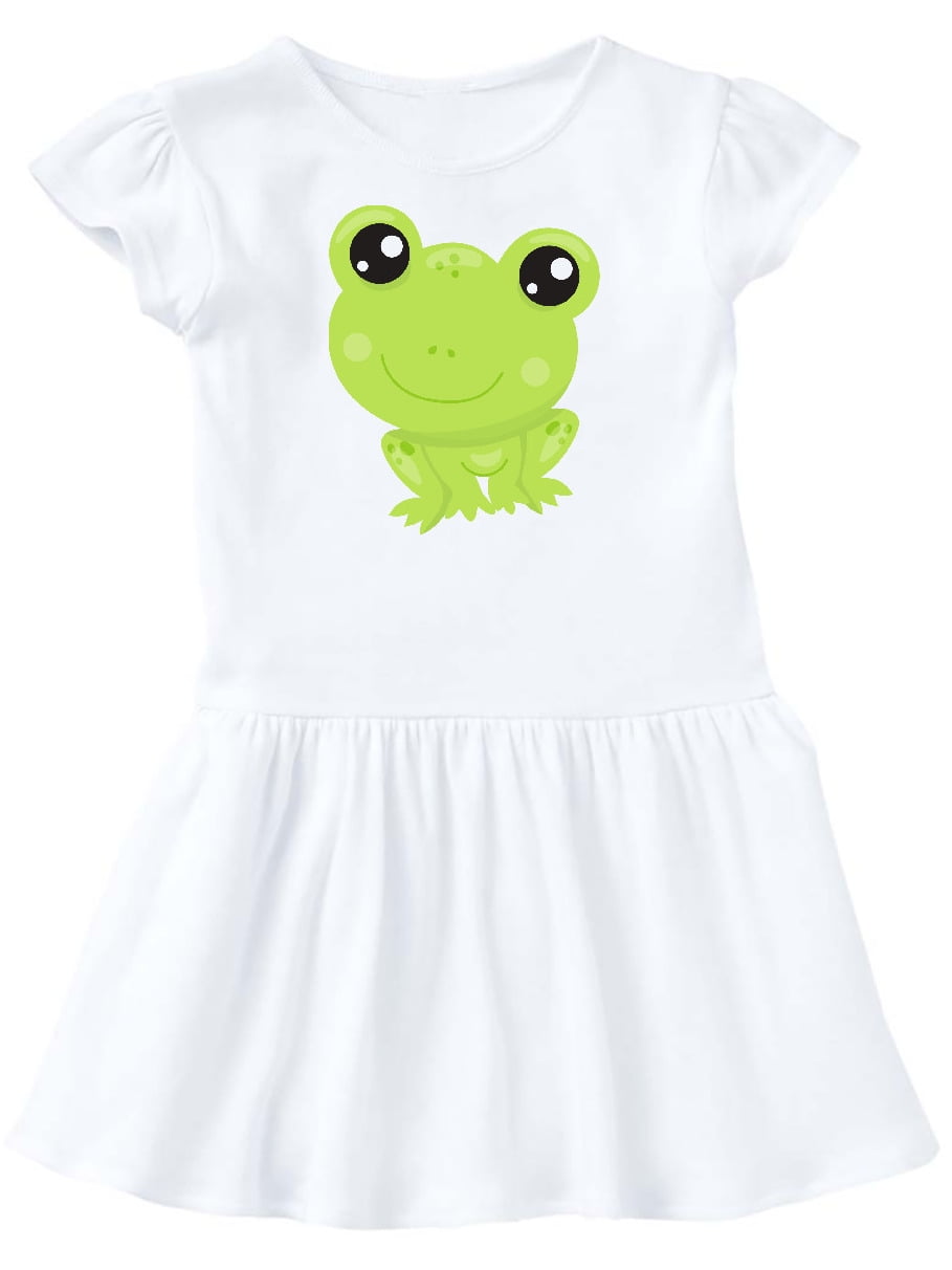 INKtastic - Cute Little Frog, Kawaii Frog, Green Frog Toddler Dress ...