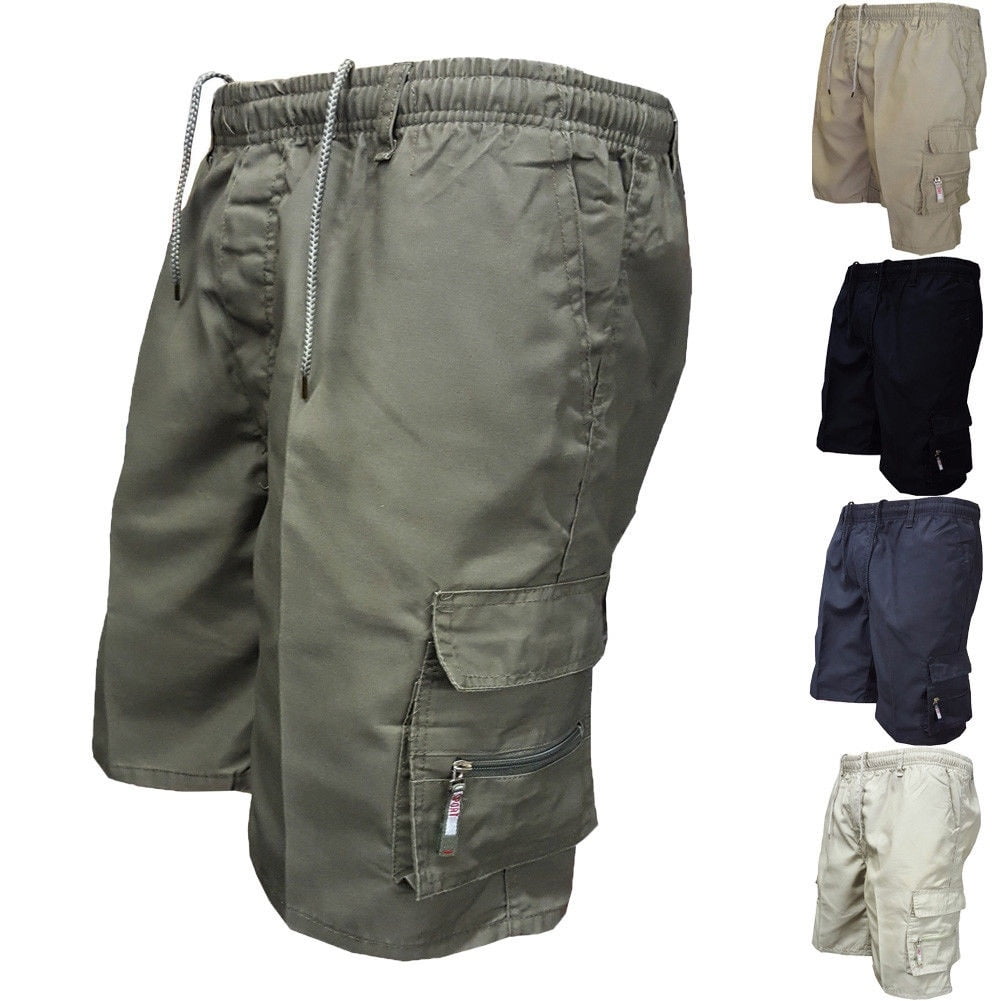 Mens Chino Shorts Casual Cargo Combat Flat Front 100% Cotton Half Pant