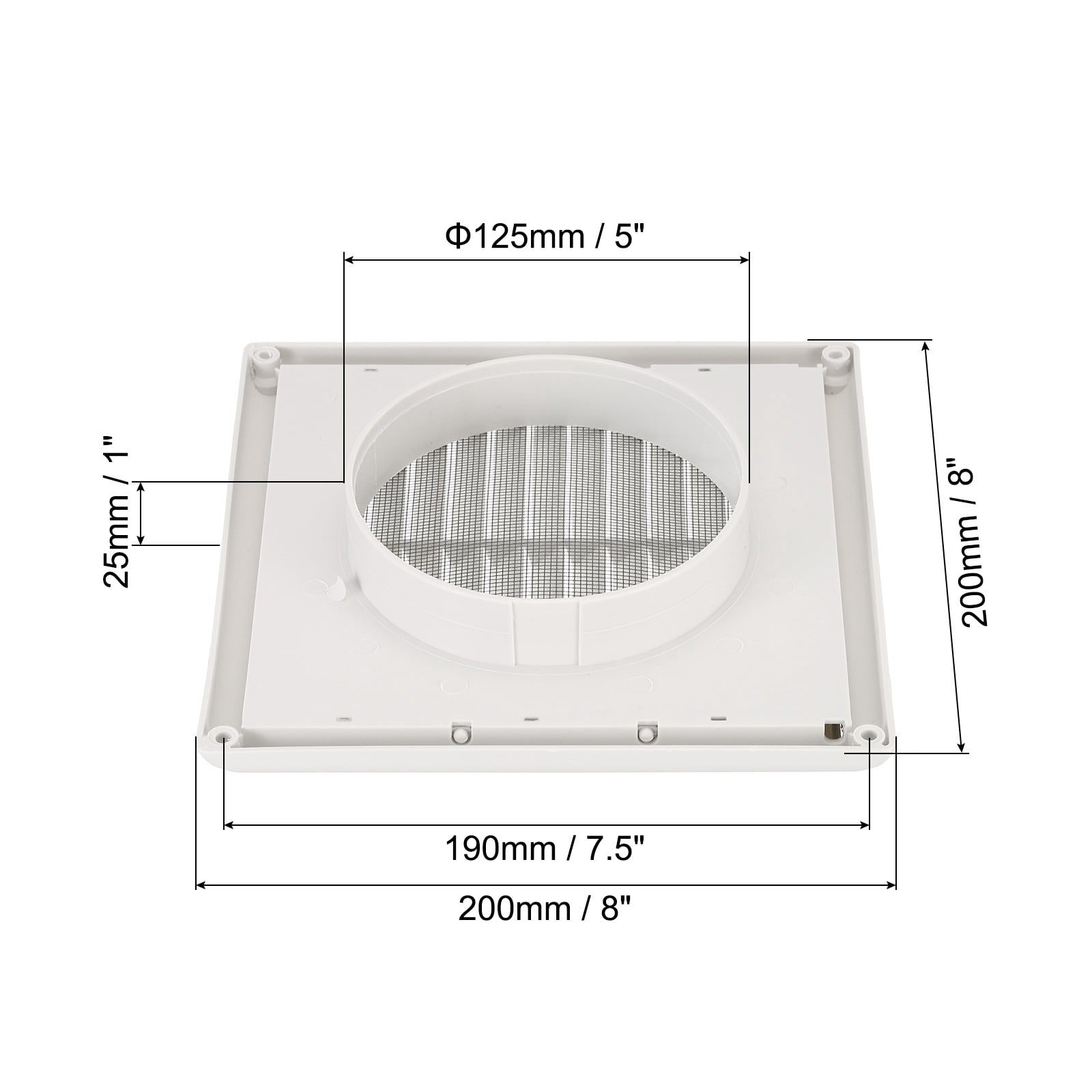 Uxcell Dryer Vent Cover Exterior Wall Exhaust Vent Air Grille Louvered Screen Mesh ABS Plastic for HVAC Kitchen Bathroom 5"