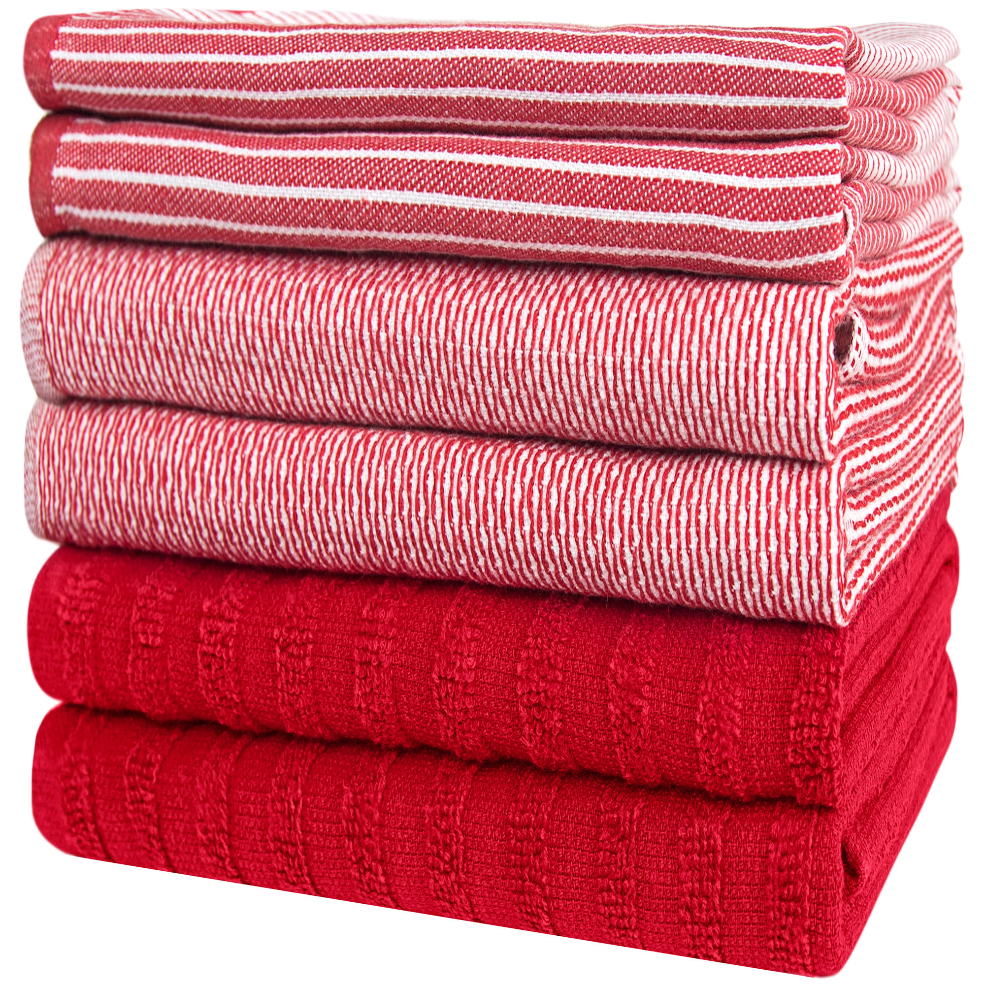 Urban Villa Kitchen Towels Aqua Multi Dobby Stripes Premium Quality 100%  Cotton Dish Towels Mitered Corners Ultra Soft Size 20x30 Inches Highly