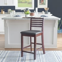 Linon Healy 25" Counter Stool, Espresso with Dark Brown Fabric