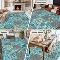 thumbnail image 5 of Large Area Rugs for Living Room Bedroom, Retro Middle Century 8'x10' Rug Washable Carpet Runner Indoor Outdoor, Rustic Bohemia Style Aztec Blue Non Slip Floor Mats Rug for Kitchen, Patio, 5 of 8