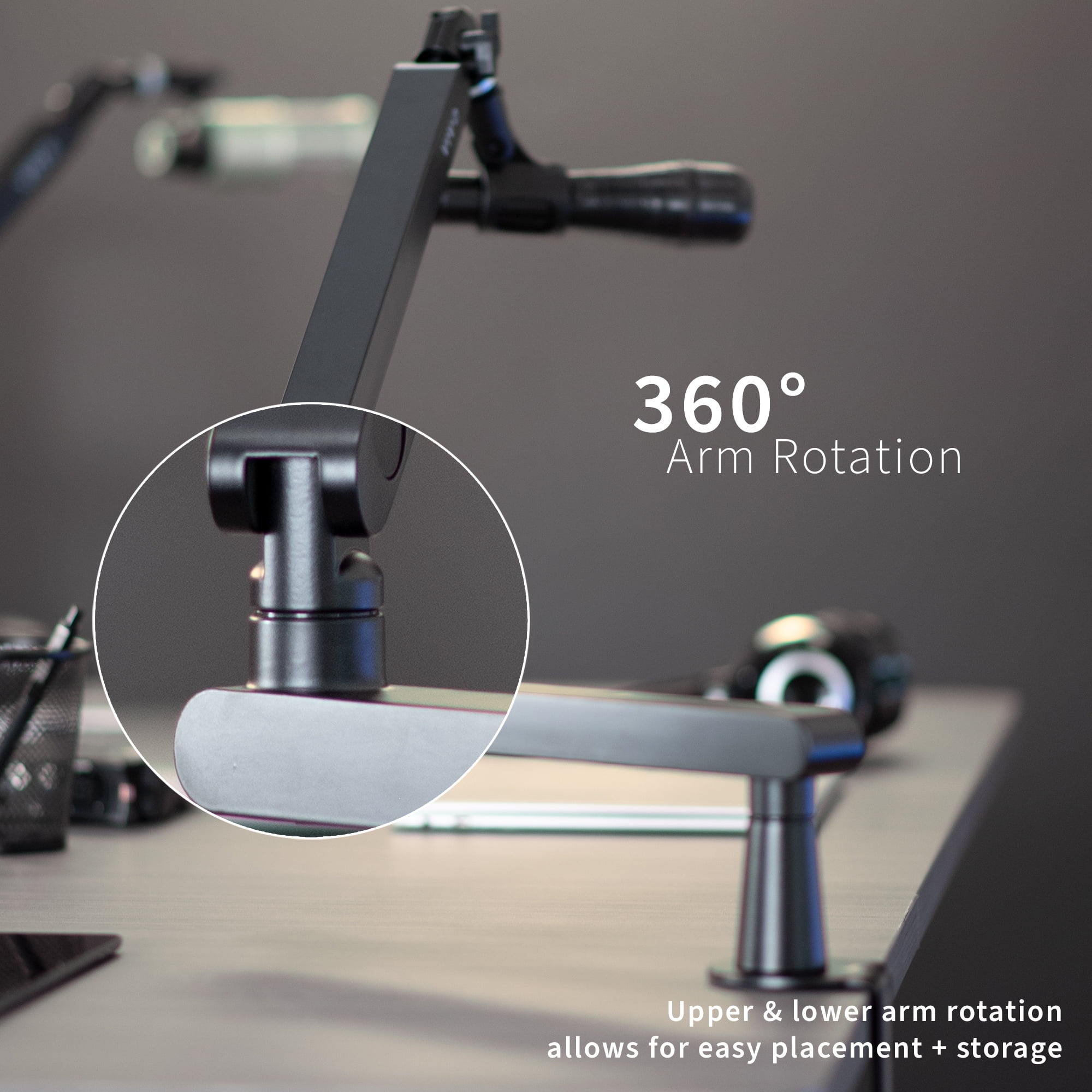 VIVO Clamp-on Low Profile Height Adjustable Heavy Duty Microphone Desk Mount