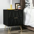 thumbnail image 2 of Hommoo 2 Drawers Nightstand Set, Modern Bedside Table Set with Metal Leg, Accent End Side Table for Living Room & Bedroom, Black, 2 of 7