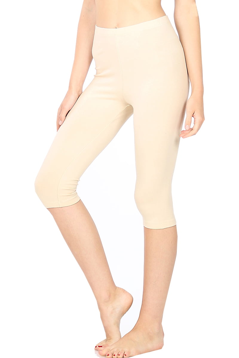 Women & Plus (S3X) Essential Basic Cotton Spandex Stretch Below Knee