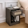 thumbnail image 3 of ARKANTOS Rattan Nightstand with Charging Station Set of 2 Bedside Table with Drawers Charcoal Oak, 3 of 10