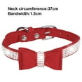 thumbnail image 2 of Dog collar, cat collar, glittering crystal diamond bow collar gold clasp high velvet leather, 2 of 5