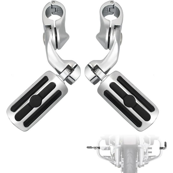 1.25" Short Angled Adjustable Highway Pegs w Mounts for Harley Touring Street Glide Electra Glide Road King Softail CVO Dyna Trike Sportster Chrome/black