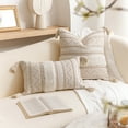 thumbnail image 5 of BlissBlush Decorative Throw Pillow Cover 18X18 Combo Set of 2 Square Cream Neutral White Boho Accent Pillowcase Tassels Farmhouse Cushion for Couch Sofa Bedroom Living Room Home Décor Cover ONLY, 5 of 7