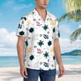 thumbnail image 5 of Balery Turtles And Corals Print Men's Hawaiian Shirts Short Sleeve Beach Shirt Relaxed Fit Vacation Button Down Shirts-X-Large, 5 of 9