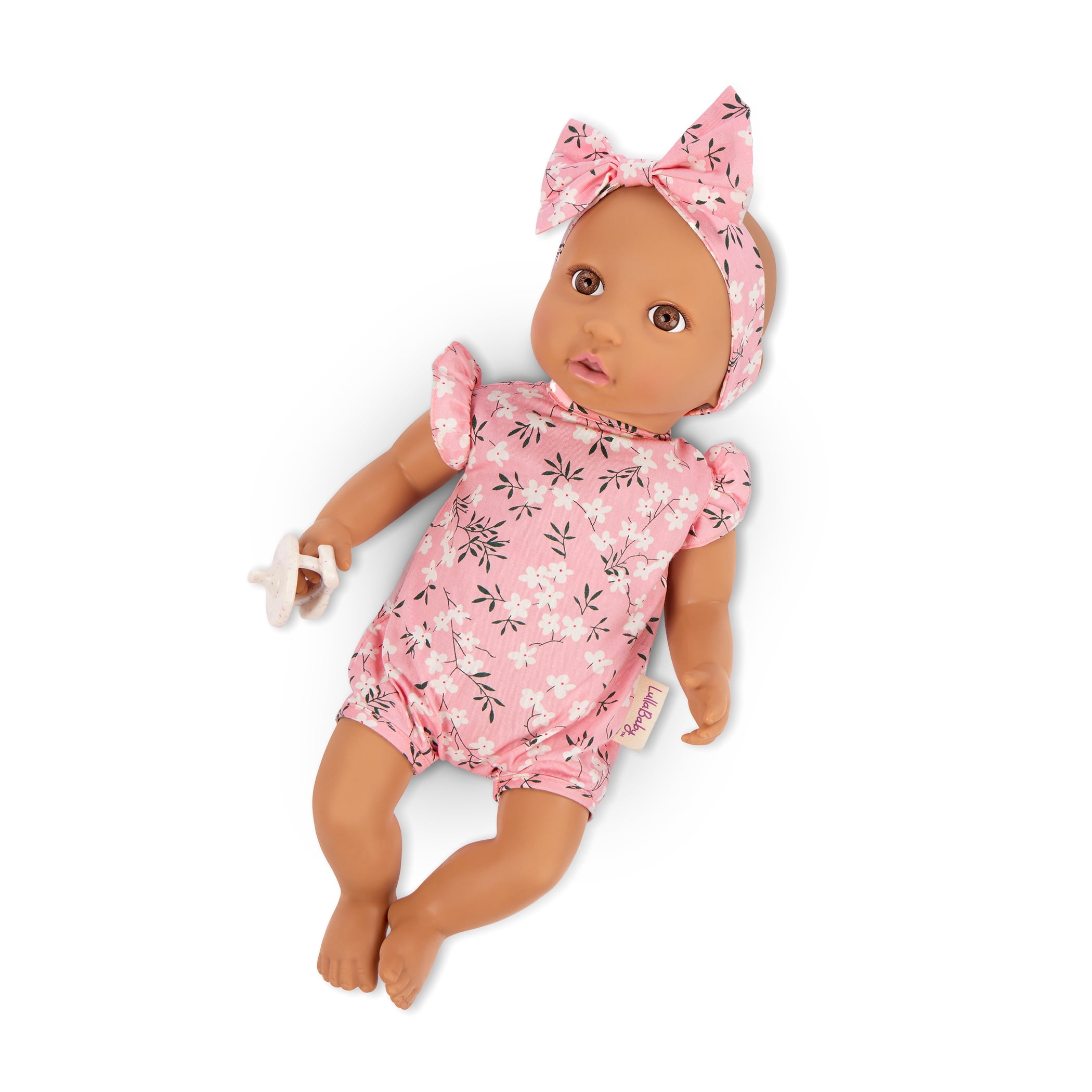 Poupée Bébé LullaBaby – Tenue Fleurie, Yeux Bruns et Teint Olive Lullababy Poupée Bébé – Tenue Fleurie, Yeux Bruns