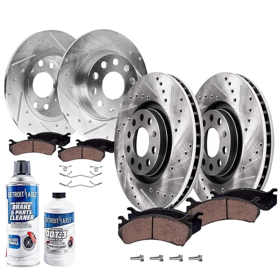 Detroit Axle - 1.4L Brake Kit for Volkswagen 2019-2020 Jetta, Drilled Slotted Brake Rotors Ceramic Brake Pads Replacement : 11.34 inch Front and 10.71 inch Rear Rotors
