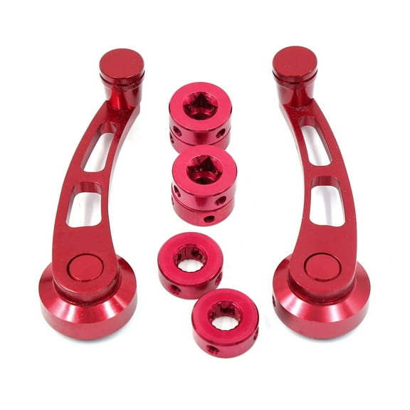 Unique Bargains Universal Red Aluminum Alloy Car Door Window Winders Cranks Handles Kits 2pcs
