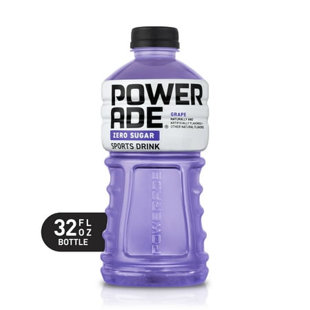 POWERADE Zero Sugar Grape, ION4 Electrolyte Enhanced Fruit Flavored Zero Sugar Zero Calorie Sports Drink w/ Vitamins B3, B6, and B12, Replenish Sodium, Calcium, Potassium, Magnesium, 32 fl oz