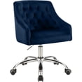 thumbnail image 2 of Meridian Furniture Arden Swivel Adjustable Navy Velvet and Chrome Office Chair, 2 of 6