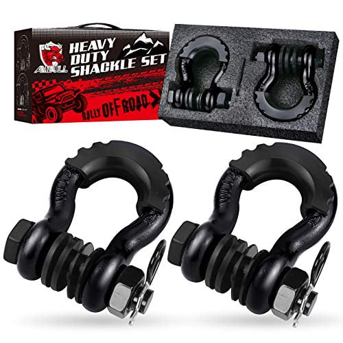 AMBULL Shackles 3/4 Inch D Ring Shackle (2 Pack) 41,850lb Break Strength with 7/8 Inch Pin, Isolator and Washer Kits for Use with Tow Strap, Winch, Off-Road Jeep Truck Vehicle Reco