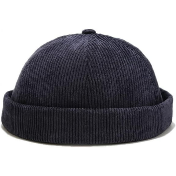 Zhengup Unisex Corduroy Brimless Beanie Hat Adjustable Rolled Cuff Retro Docker Caps for Women Men