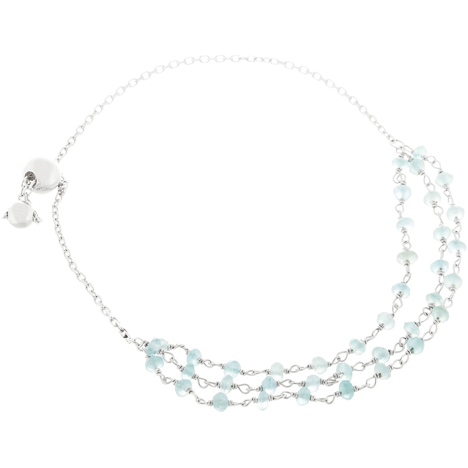 Lesa Michele Chalcedony Triple-Layer Cable Chain Slider Braceket in Rose Gold over Sterling Silverin Sterling Silver by Generic