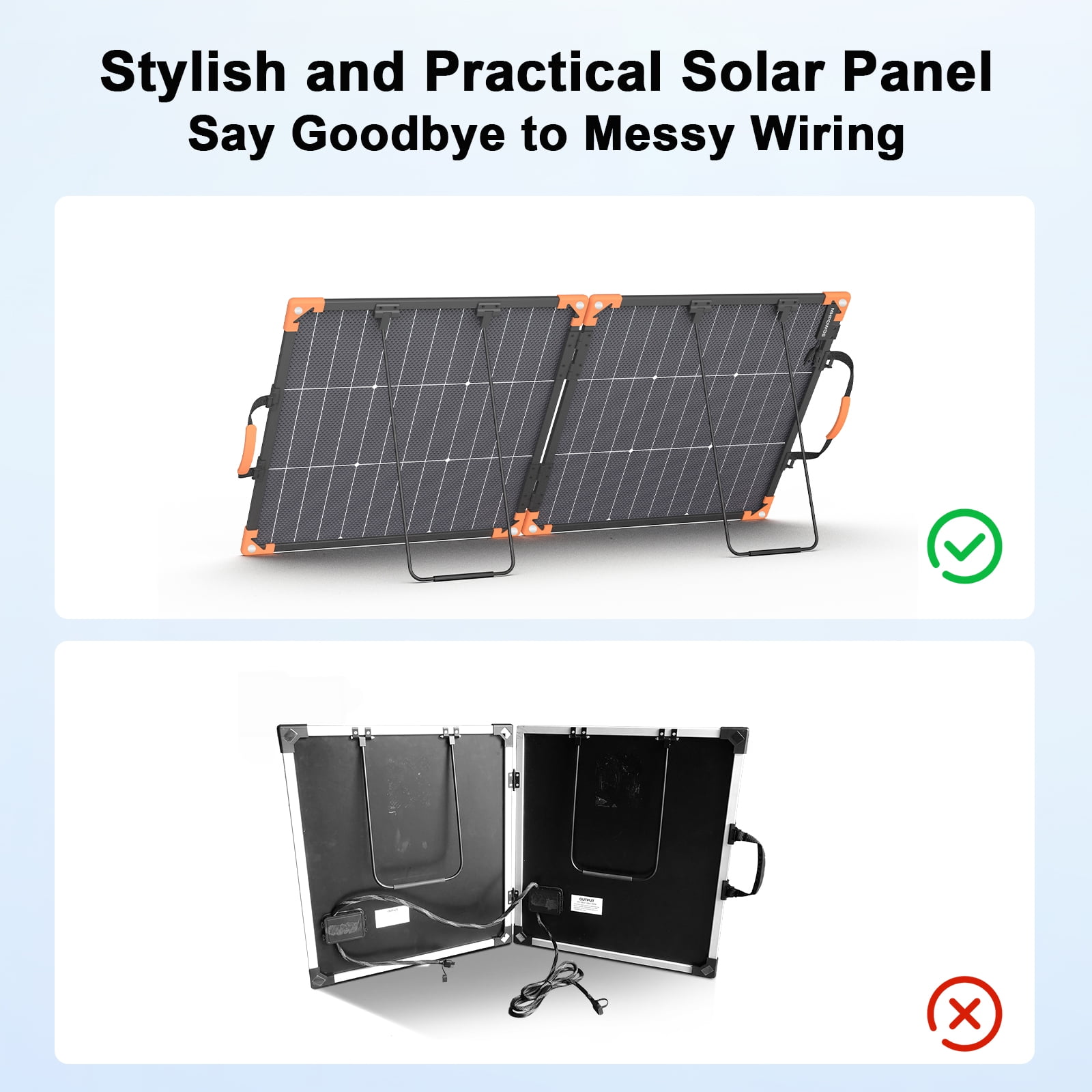 MHPOWOS 100W 20V Bifacial Portable Solar Panel High Efficiency Foldable Solar Panel Charger IP68 Waterproof for Power Station Solar Generator Outdoor Camping RV Off Grid System