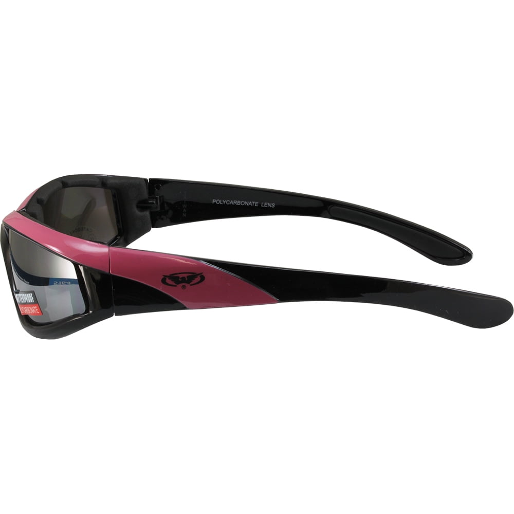 Global Vision Eyewear Black and Pink Frame Hawkeye Ladies Riding Glasses