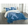 thumbnail image 3 of Ambesonne Astronaut Quilted Bedspread Set 3 Pcs, Walking on the Moon, King Size, Night Blue White, 3 of 5