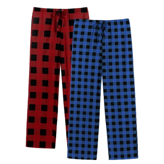 Ekouaer 2 Pack Mens Pajama Pants Long Pjs Bottoms Soft Sleepwear Bottoms with Pockets Drawstring All-match Lounge Pants
