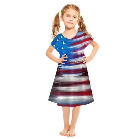 

DTBPRQ Newborn Baby Girl Independence Day Outfit 4th of July Dress Romper Sleeveless Top Star Stripe Skirt Set