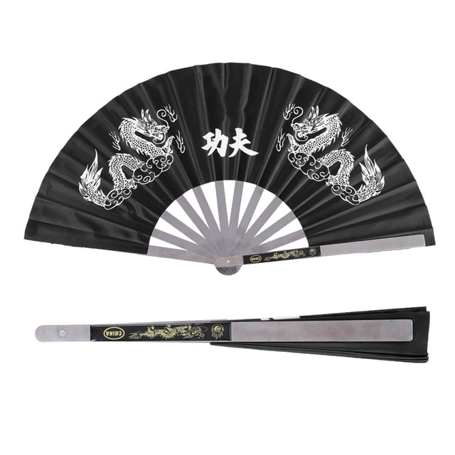Abanico de Kung Fu, Abanico de Rendimiento de Abrenamiento de Práctica de Danza de Kung Fu de Artes Marciales de Tai Chi de Acero inoxidable