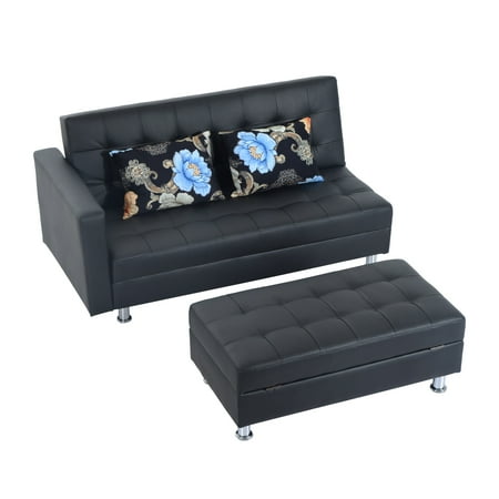 Twin Size Faux Leather Convertible Sleeper Sofa Bed W A Matching Storage Ottoman Pillows Twin Size Faux Leather Convertible Sleeper Sofa Bed W A Matching Storage Ottoman Pillows